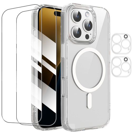 Coque Pour Iphone 16 Pro Max Avec Cercle Magnétique + 2 Verres Trempés + 2 Protection Objectif Arrière - E.F.Connection