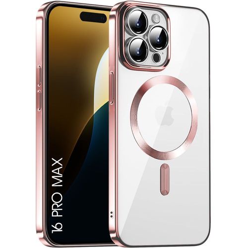Coque Pour Iphone 16 Pro Max Avec Cercle Magnétique, Antichoc Protection Transparente Contour Rose - E.F.Connection