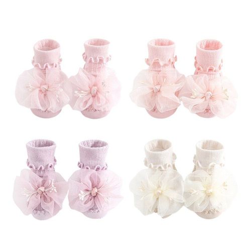 Chaussettes De Sol Antidérapantes Pour Bébé, 1 Paire, En Coton Peigné Doux, Nouveau-Né, Premier Apprentissage De La Marche, Antidérapantes, Pour Qx2d