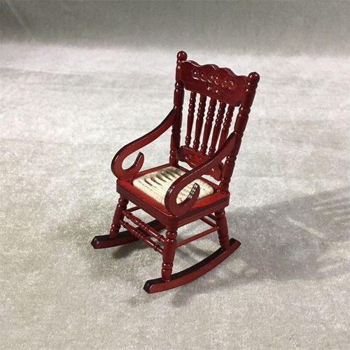 Chaise À Bascule En Bois Pour Maison De Poupée, Échelle 1:12, Siège En Corde De Chanvre, Accessoires Pour Jouets De Décoration, 1 Pièce