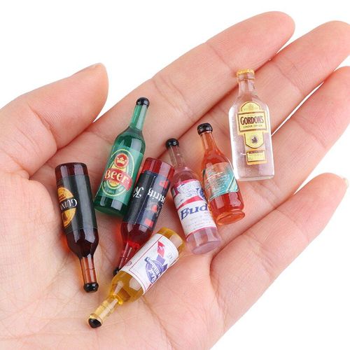 Modèle De Bouteille De Vin En Résine Miniature Pour Maison De Poupée, Échelle 10 Pièces/Ensemble 1/12