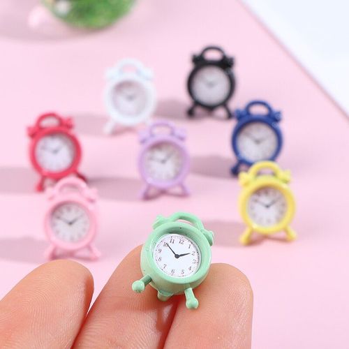 Mini Horloge De Maison De Poupée En Métal, 1 Pièce, Alarme, Miniature, Accessoires De Salle De Jouets