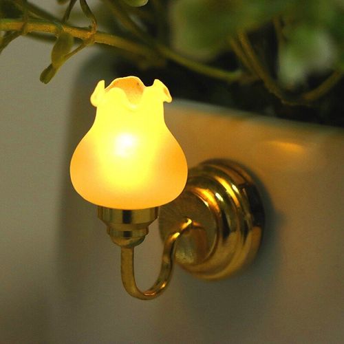 Lampe Murale Miniature Led À Piles Avec Interrupteur Marche/Arrêt, Accessoires Pour Maison De Poupée, Échelle 1/12, 1 Pièce