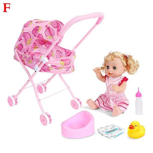 Poussette De Poupée De Bébé Applicable Aux Poupées Reborn De 9 À 12 Pouces Ou 25 À 30cm, Meubles Pour Enfants Filles, Ensemble De Jeu, Jouet De Chambre À Coucher