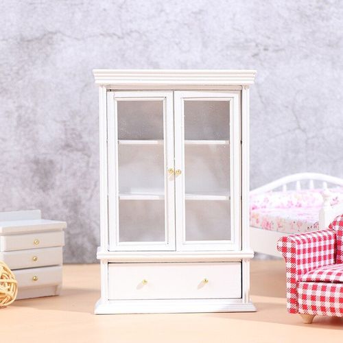 Meuble Miniature En Bois Pour Maison De Poupée, Blanc, 1:12, Accessoires, Vitrine