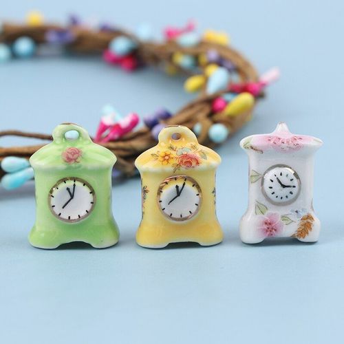 Mini Horloge En Porcelaine Miniature 1:12, 3 Pièces/Ensemble, Accessoires De Salon Pour Maison De Poupée, Meubles De Bricolage