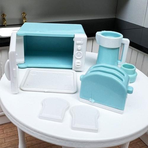 Batterie De Cuisine Jouet Échelle 1:12 Modèle Mini Machine À Toast Bouilloire Maison De Jeu Jouet Accessoire De Cuisine Bricolage Maison De Poupée Cadeau Pour Enfants Qx2d