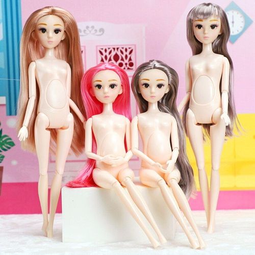 Jouet De Décoration De Maison De Poupée, Modèle De Poupée Réaliste, Beaux Yeux, Cheveux Longs, Fille Nue, 12 Articulations Mobiles Diy, Qx2d