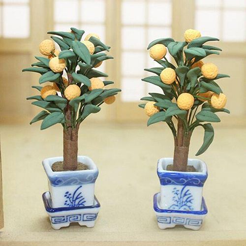 Simulation D'arbre D'oranges En Pot 1:12, Décoration Miniature Pour Maison De Poupée, Accessoires