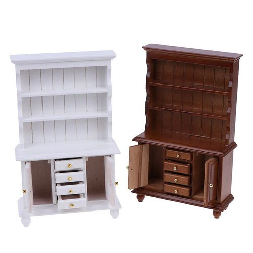 Armoire En Bois Multifonction Pour Maison De Poupée, Meuble Miniature, Bibliothèque, Étagère Pour Faire Semblant De Jouer À Des Jouets, 2 Couleurs, 1/12