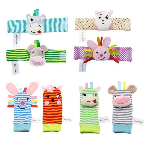 Chaussettes Pour Bébés, 1 Paire, Hochet De Poignet Et Chaussettes De Pied, Dessin Animé Mignon, Peluche Douce D'insecte