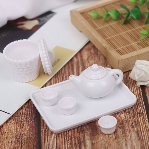 Maison De Poupée 1:12, Ensemble De Tasses Et Pots Miniatures, Meubles De Direction, Jouets, Tasses À Café Et Thé En Plastique, Accessoire Blanc Pour Maison De Poupée