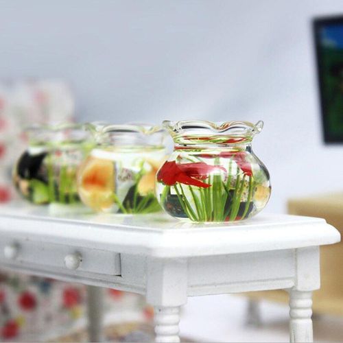 Maison De Poupée En Verre, Bol D'aquarium De Poisson Miniature, Jouet D'ornement De Maison De Poupée, Autocollants De Maison De Poupée, Nouveau!