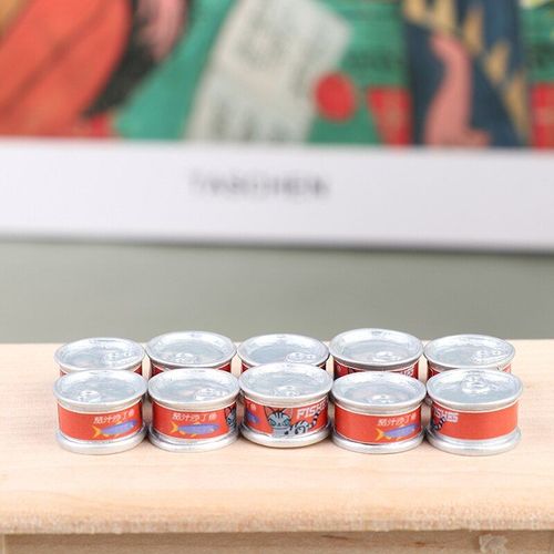 Maison De Poupée Mini Résine Simulation Poisson Nourriture En Conserve Modèle Jouet Maison De Poupée Cuisine Accessoires De Décoration Miniatures 10 Pièces