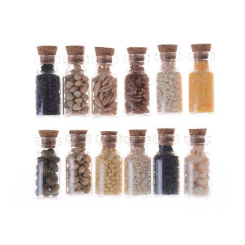 Pot En Verre Avec Couvercle Pour Aliments Séchés, 4 Pièces/Lot, Accessoire De Cuisine, Meubles, Jouets, Accessoires Miniatures Pour Maison De Poupée 1/12