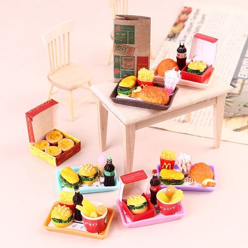 Mini Maison De Poupée Miniature, Hamburger, Tasse De Coke, Restauration Rapide Pour Blyth Barbie, Jeu De Cuisine, Accessoires De Glace, Jouet