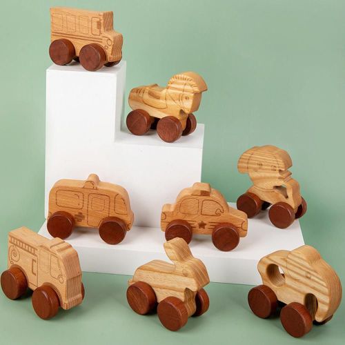 Voiture En Bois Pour Bébé, 1 Pièce, Camion De Pompiers En Bois, Ambulance, Bus, Jouets Éducatifs Pour Enfants, Cadeaux Pour Garçons
