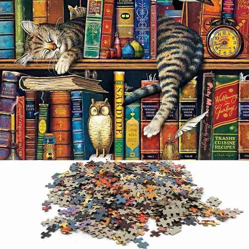 Planche À Cartes En Papier, Puzzle De Chat, Jouet Anti-Stress Pour Enfants Et Adultes, 1000 Pièces De Blocs, Pendentif De Dessin Suspendu Au Mur Du Salon