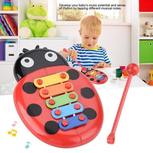 Jouet Éducatif En Forme D'insecte Pour Enfants, Instrument De Musique, Xylophone, Coccinelle, Apprentissage À 5 Notes