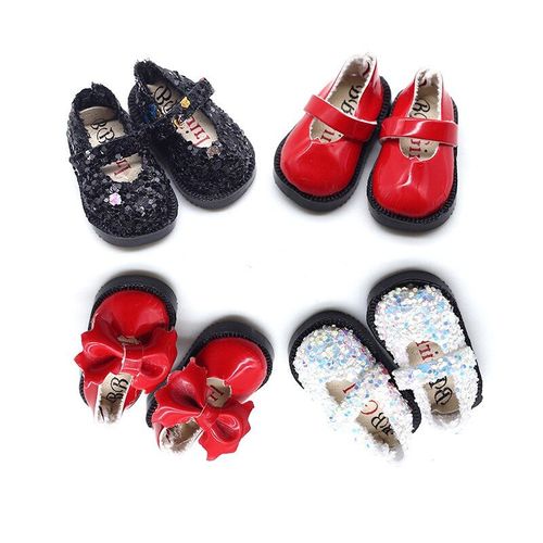 Poupée Chaussures À N¿Ud Papillon, Échelle 3.2cm, 1 Paire De Mini Chaussures En Cuir Pour Vêtements, Accessoires Jouets