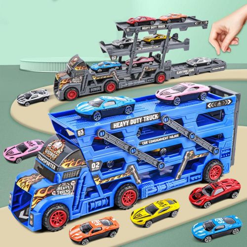 Camion De Transport De Voiture Jouets Mega Hauler, Chariot En Alliage À Trois Couches, Conteneur Déformé, Pour Les Enfants De 2 À 10 Ans