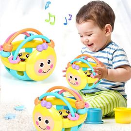 Hochet En Caoutchouc Souple Pour Bébé, Hochet À Main De Dessin Animé D'abeille, Puzzle D'haltère Pour Enfants De La Petite Enfance, Jouet Préscolaire Pour Enfants De 0 À 12 Mois