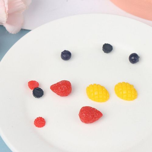 Maison De Poupée Simulation Mini Assiette De Fruits Banane Pomme Grenade Pêche Mangue Cerise Pastèque Tranche Orange