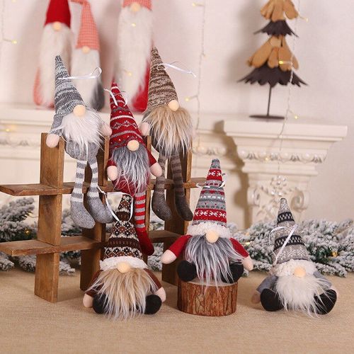 Pendentif De Noël Pour Père Noël, Poupée Naine Nordique Invisible, Chapeau Rayé, Décoration D'arbre De Noël, Cadeau De Noël