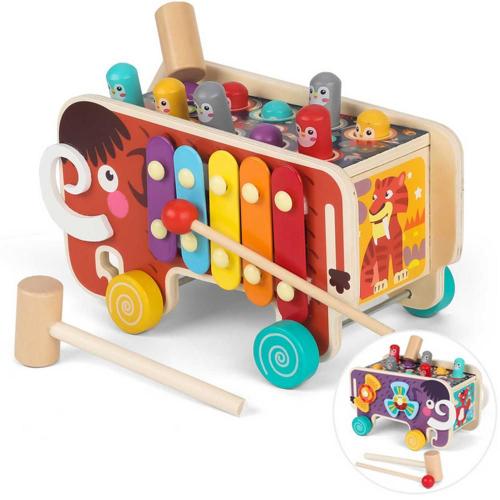 Blocs De Percussion À Double Marteau En Bois, Jouets De Hamster, Compétences De Coordination, Formation, Jouets Éducatifs Précoces, Jouets Musicaux De Dessin Animé