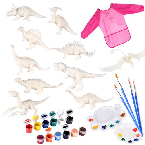 Ensemble De Peinture 3d Dinosaure Arts Science Diy, Artisanat De Pâques Avec 12 Couleurs, Tablier De Peinture Sûr, Pinceaux, Jouet Cadeau Pour Enfants Garçons