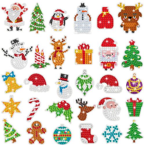 Kit De Peinture De Strass De Noël, Étiquette De Bricolage, Artisanat D'art, Décoration De Maison, Série Complète De Diamants, Père Noël, Élan