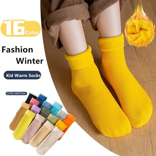 Chaussettes En Cachemire Pour Enfants, Lot De 2 Pièces, Chaussettes De Neige Longues, Épaisses, Douces Et Chaudes, Pour Bébés De 3 À 13 Ans, Pour Garçons Et Filles