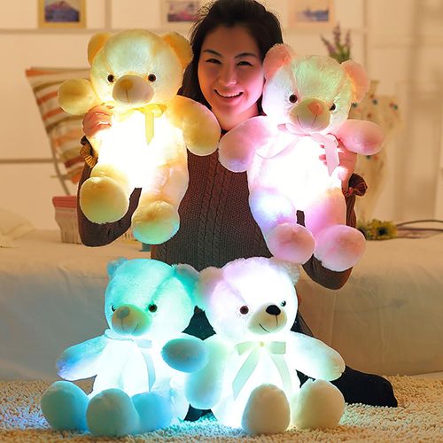 Ours En Forme De N¿Ud Papillon Lumineux Pour Enfant, Poupée En Coton, Jouets Colorés Et Scintillants, Cadeaux De Noël, 30cm
