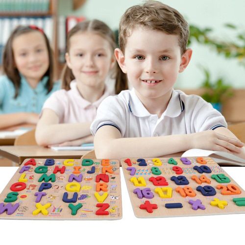 Puzzle en bois coloré 3D pour enfants, jouet éducatif pour tout-petits