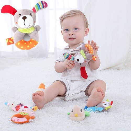 Hochet À Main Pour Nouveau-Né, Mignon, Chiot, Hibou, Abeille, Lapin, Animal De Dessin Animé, Anneau, Poupée En Peluche, Jouet Pour Bébé, Vente En Gros