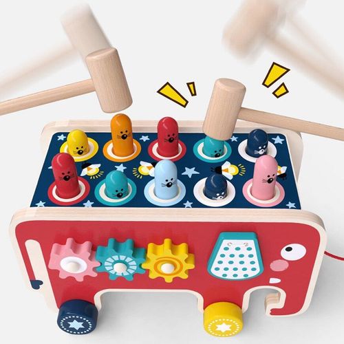 Jouet En Bois Pour Enfants, Éléphant, Hamster, Animal Bus, Amusant, Entraînement De La Force De Réaction, Cadeau