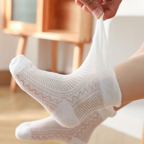 5 Paires De Chaussettes D'été En Maille Pour Enfants, Couleur Unie, En Coton, Pour Garçons Et Filles, Pour Bébés De 0 À 5 Ans, En Option