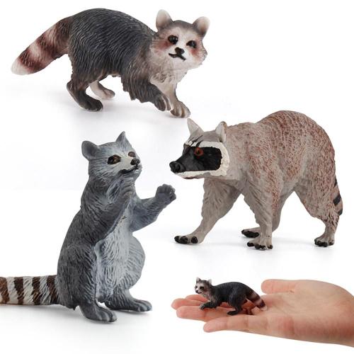 Mini Figurines D'animaux De Raton Laveur, 3 Pièces, Modèle Réaliste, Jouet Éducatif Pour Enfants, Cadeau