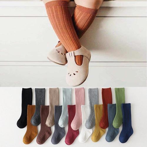 Chaussettes Souples Respirantes À Rayures En Coton Pour Enfants De 0 À 8 Ans, Chaussettes Longues Aux Genoux Pour Garçons Et Filles, Uniforme Scolaire