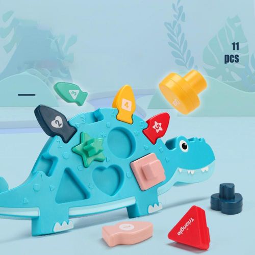 Jouet Éducatif De Dessin Animé Dinosaure 3d, Puzzle De Forme Géométrique, Planche Occupée Assortie De Couleurs Et De Chiffres, Cadeau Pour Enfants