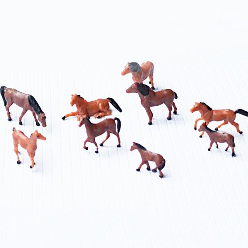 Lot De 10 Pièces D'animaux 1/87 1/150 Chevaux, Accessoire De Disposition De Train, Modèle De Ferme, Zoo, Parcs, Jouet Éducatif Pour Enfants, Cadeau