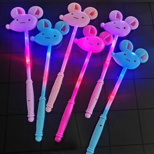 Souris De Dessin Animé Scintillante Colorée, 5 Pièces, Baguette Magique Clignotante, Jouets Éducatifs Pour Enfants, Cadeaux