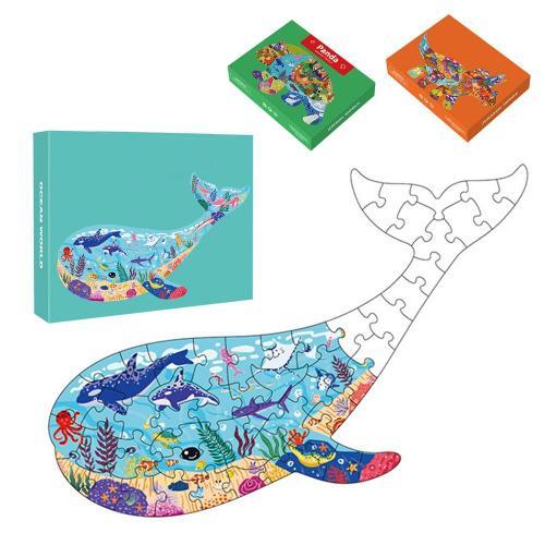 Puzzle en carton pour enfants de 4 à 8 ans, amoureux des animaux, baleine,  boîte de Puzzle au sol robuste, affiche, jouet éducatif pour garçon et