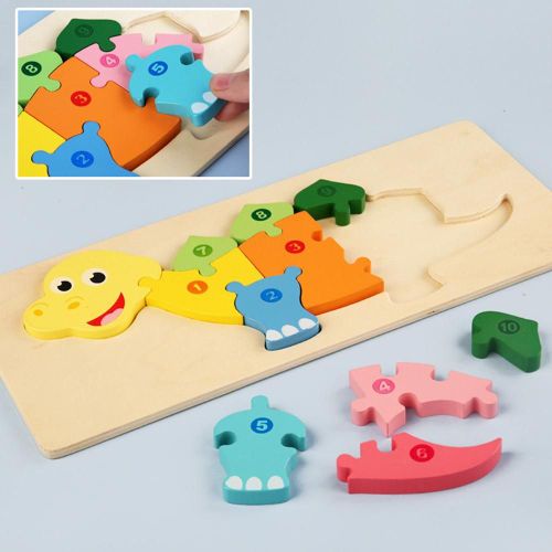Puzzle En Bois Dinosaure Girafe, Jouet Éducatif Pour Enfants, Cadeau