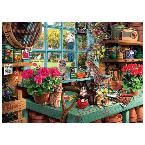 Puzzle De 1000 Pièces, Puzzle De Paysage De Chat, Étagère De Bibliothèque, Jouet D'assemblage À Monter Soi-Même Pour Adultes Et Enfants