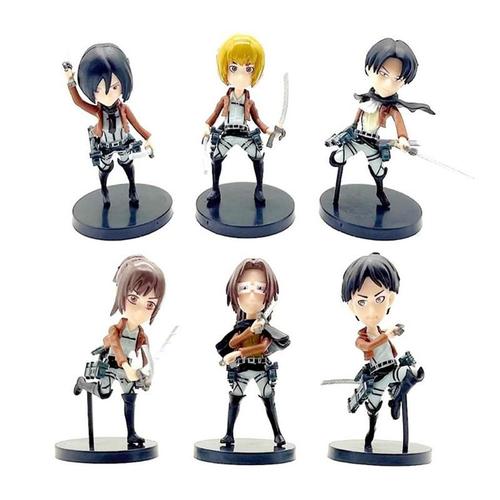 Figurine De Dessin Animé Eren Jaeger Rivaille Levi Ackerman Mikasa Ackerman, Jouet De Collection Attaque Sur Titan, 6 Pièces