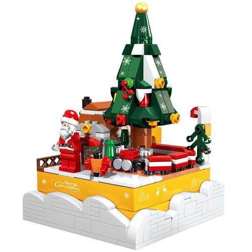 Blocs De Construction De Train De Vacances, Arbre De Noël, Village D'hiver, Traîneau À Pain D'épices, Maison, Briques, Jouets Pour Enfants, Cadeaux, 2021