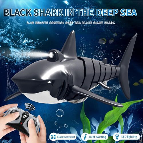 Bateau De Requin Télécommandé Avec Lumière, Jouet De Salle De Bain Et Piscine, Cadeaux D'anniversaire Pour Enfants, Noir, 2.4g