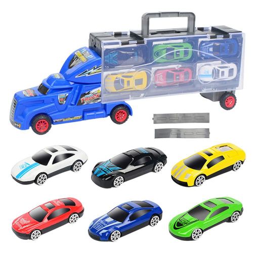 Camion Jouet Voiture Garage Jouets Pour Garçons, Véhicules Pour Enfants Camion Transporteur Jouet Modèle Voitures Camion Ensemble De Jouets Avec 6 Pièces Mini Voiture En Métal