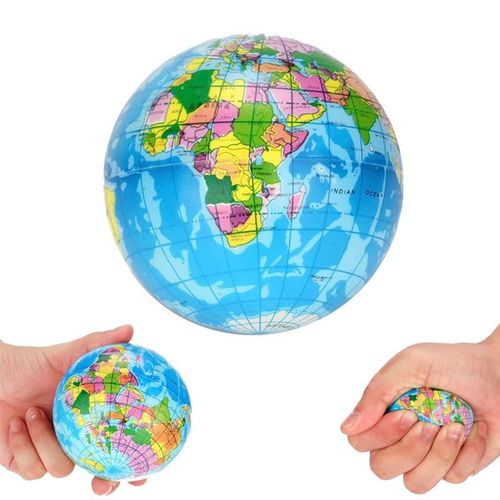 Balle En Mousse De La Carte Du Monde, 63/100mm, Pour Soulager Le Stress, Atlas Globe Palm Ball, Planète Terre, Jouet Amusant Pour Enfants À La Maison